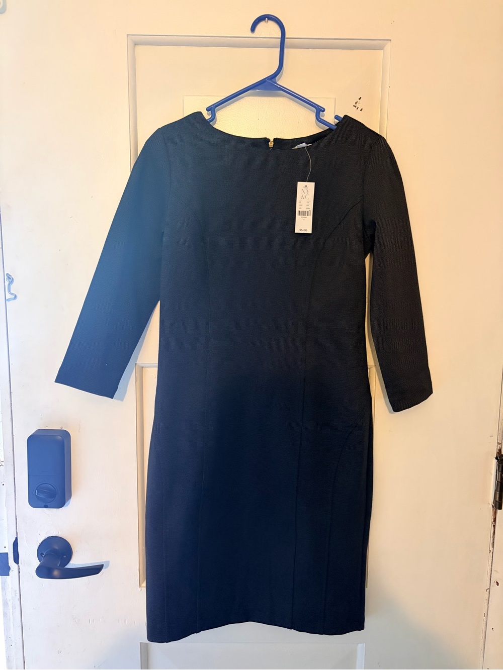 New York & Company Black Long-Sleeve Sheath Dress